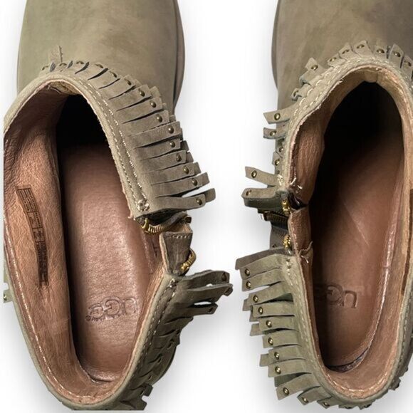 UGG Ariane Fringe Sahara Ankle Leather Boots Size 7.5 - Picture 10 of 11